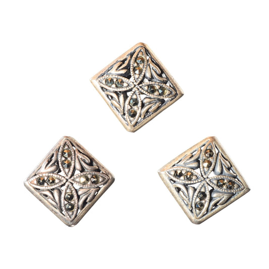 Sterling Silver Marcasite Diamond Bead 15mm – Point to Point Drill