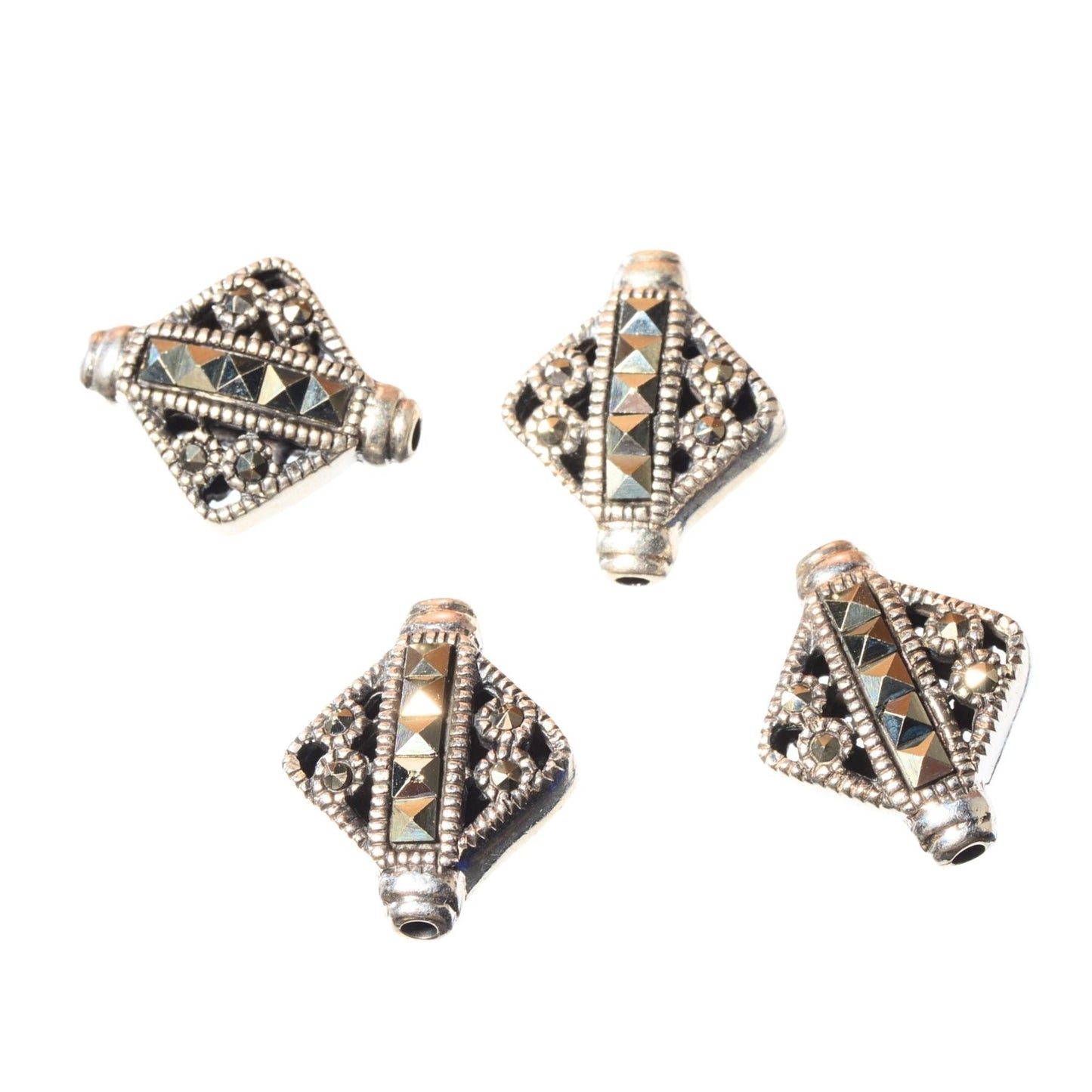 Sterling Silver Marcasite Diamond Bead – Point to Point