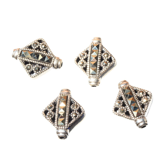 Sterling Silver Marcasite Diamond Bead – Point to Point
