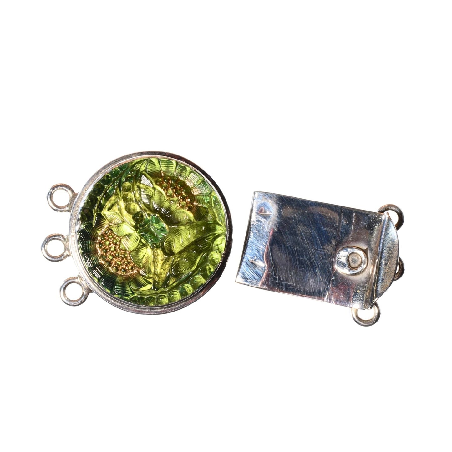 Sterling Silver Floral Glass Box Clasp – 42mm Statement Clasp