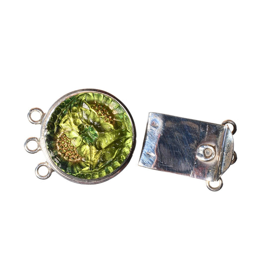Sterling Silver Floral Glass Box Clasp – 42mm Statement Clasp