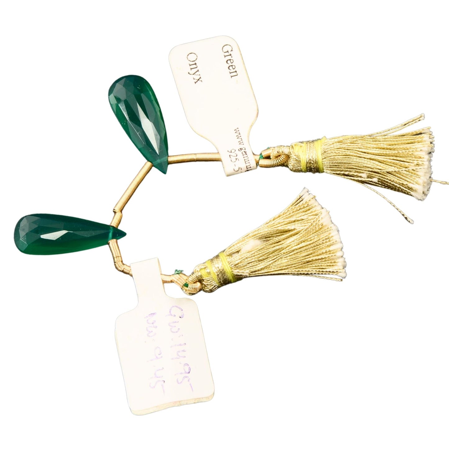 Green Onyx Faceted Teardrop Beads – 20×8mm – Matched Pair