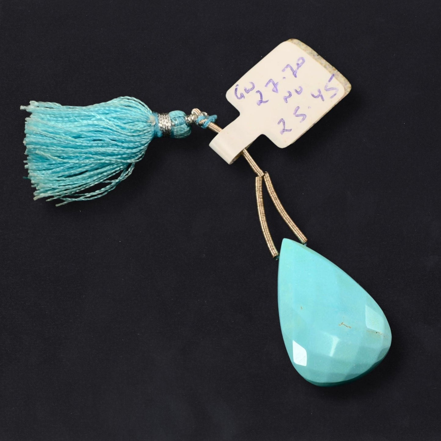 Natural Turquoise Teardrop Pendant Bead – Large Faceted Stone