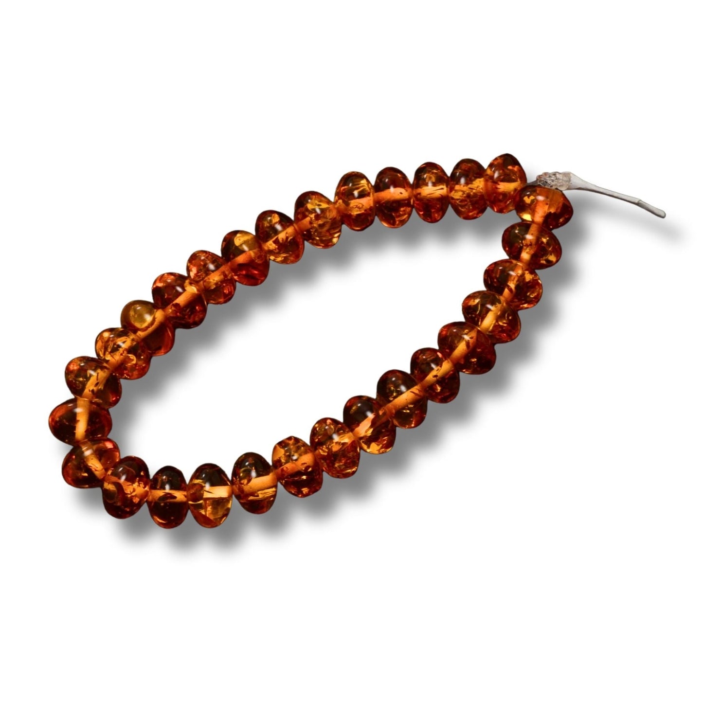 Pressed Amber Rondelle Beads – Approx. 10mm – Full Strand