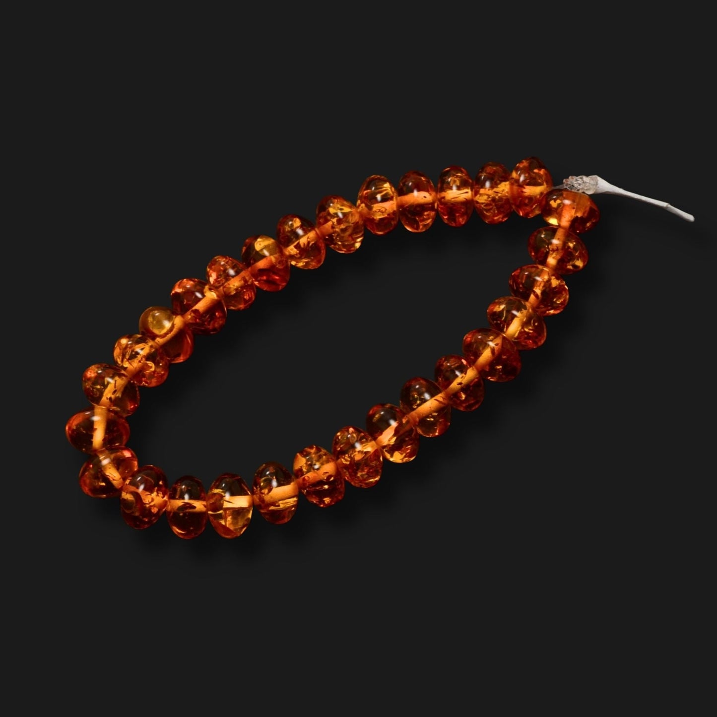 Pressed Amber Rondelle Beads – Approx. 10mm – Full Strand