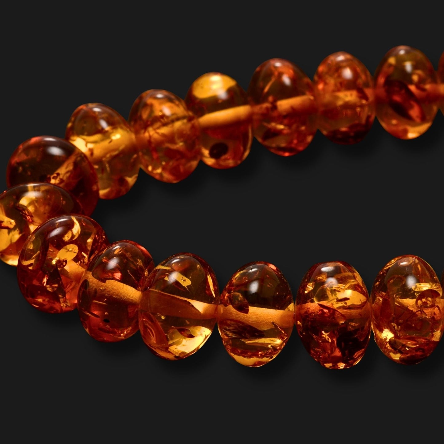 Pressed Amber Rondelle Beads – Approx. 10mm – Full Strand