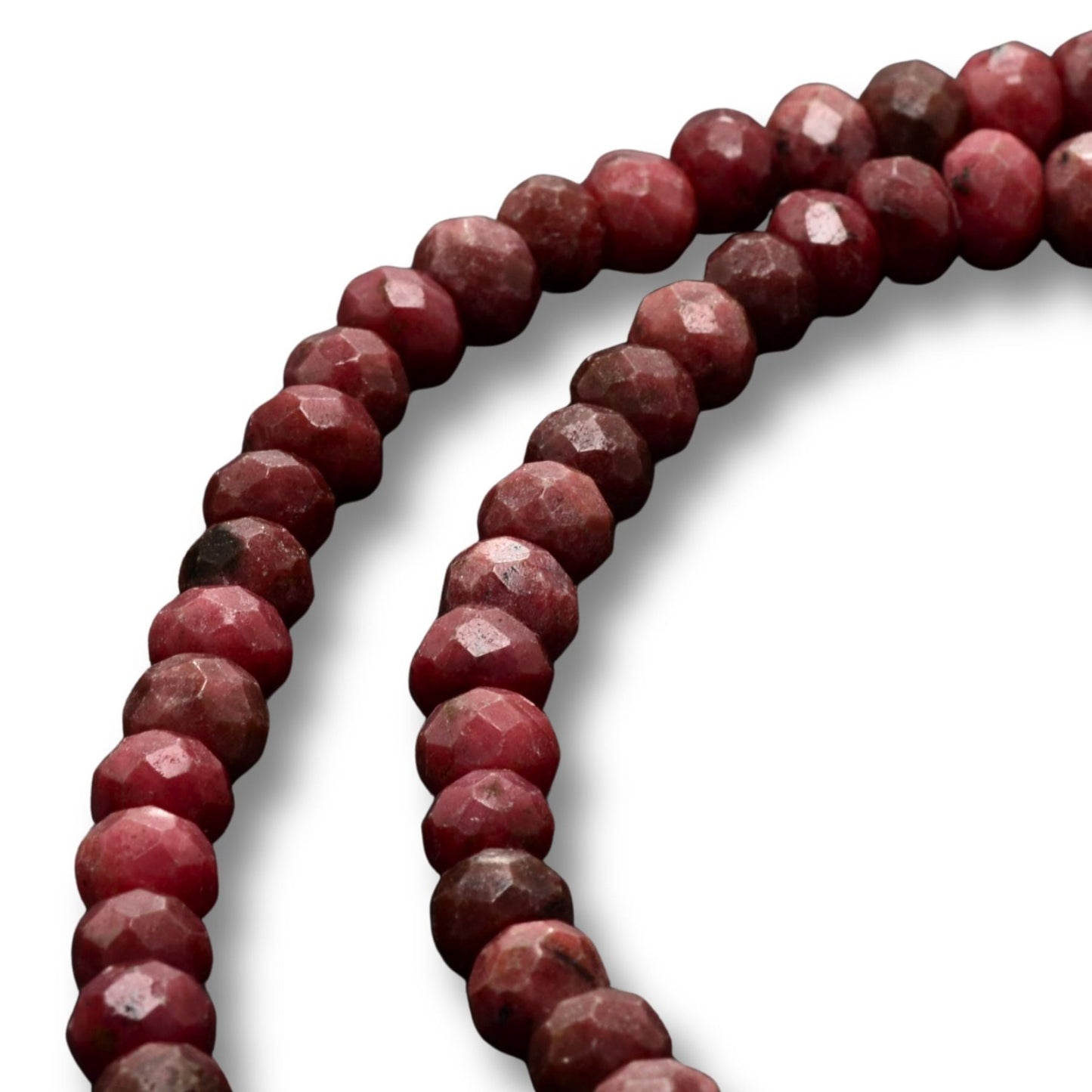 Natural Rhodonite Faceted Round Beads – 8mm – Full Strand