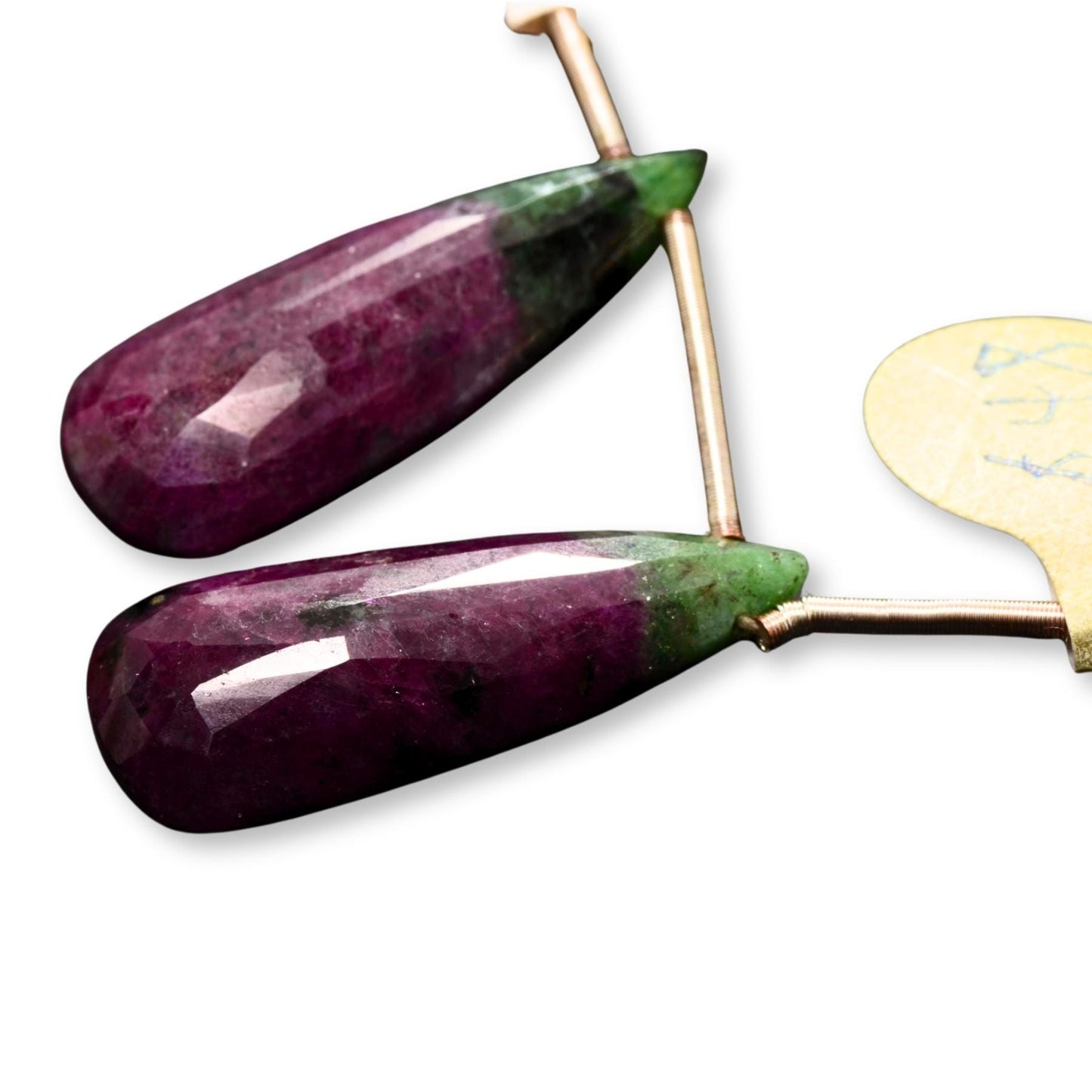 Natural Ruby Zoisite Faceted Drop Pendants – Matched Pair