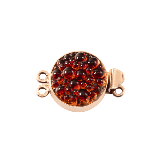 Vintage Sterling Silver Box Push Clasp with Amber Czech Glass
