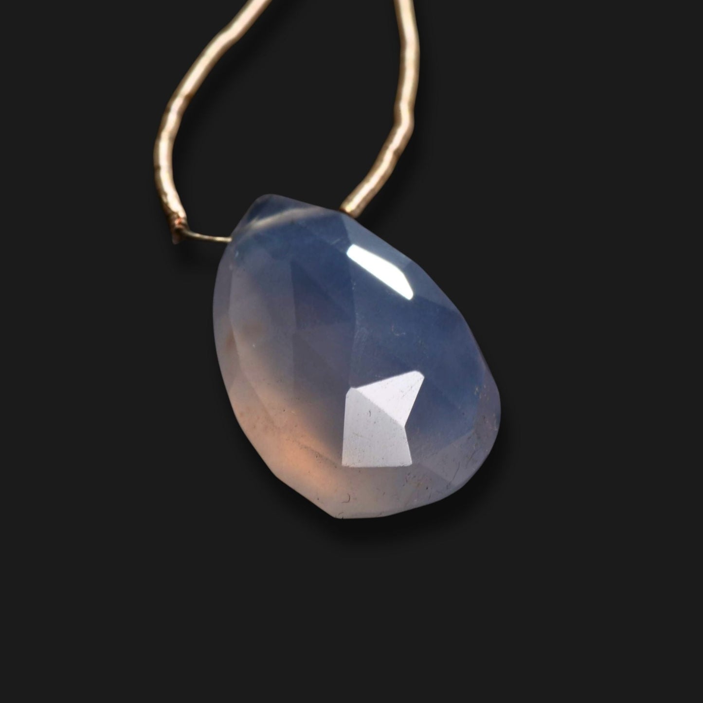 Natural Blue Chalcedony Faceted Teardrop Pendant – 17.5mm