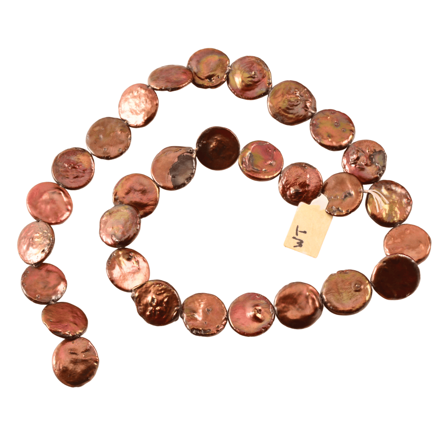 13mm Bronze Freshwater Pearl Beads – Coin Shape – 30 Pearls