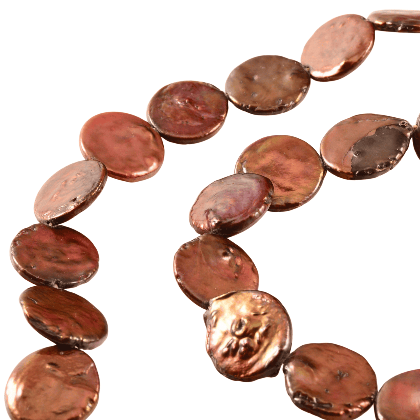 13mm Bronze Freshwater Pearl Beads – Coin Shape – 30 Pearls