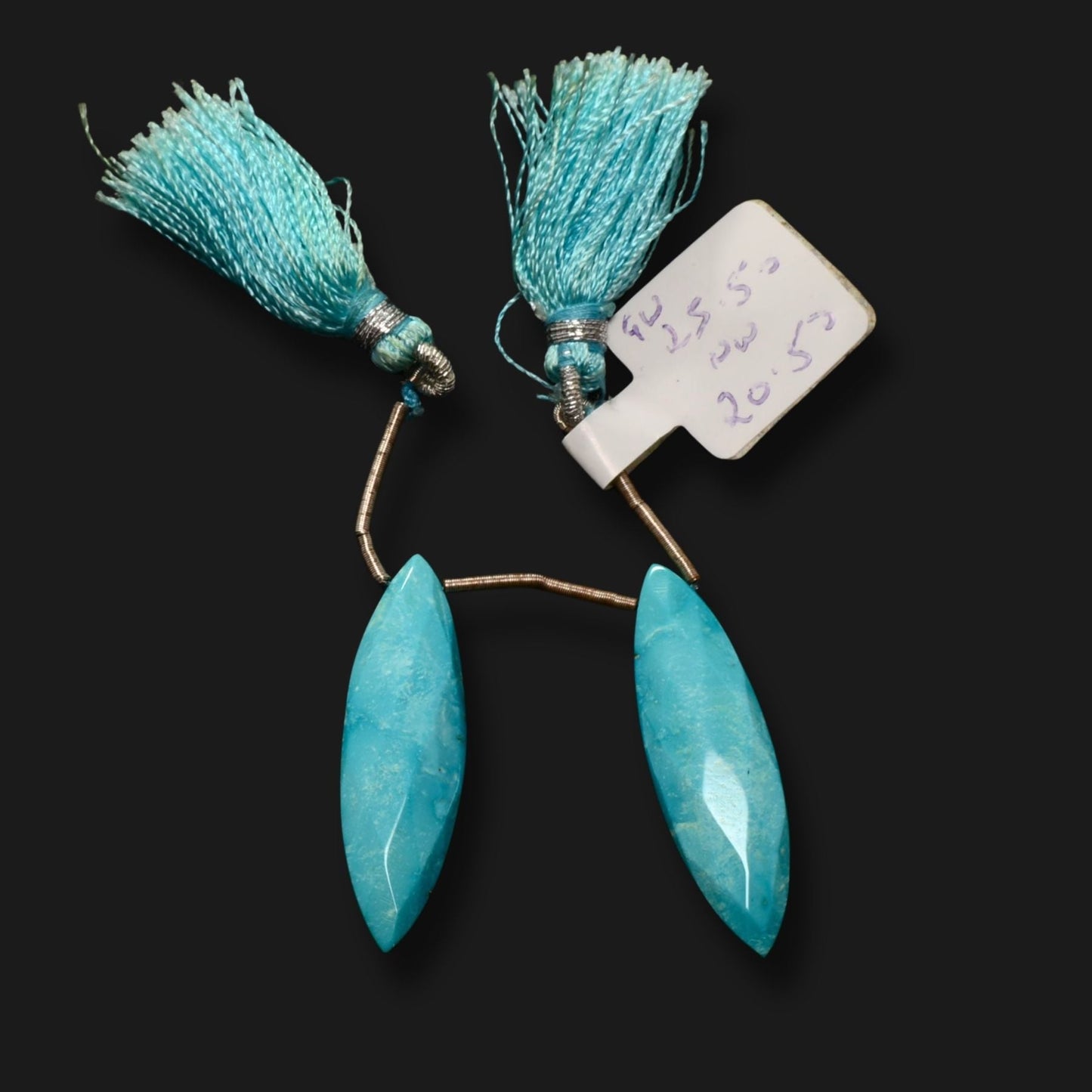 Natural Chrysocolla Faceted Marquise Pendants – Matched Pair
