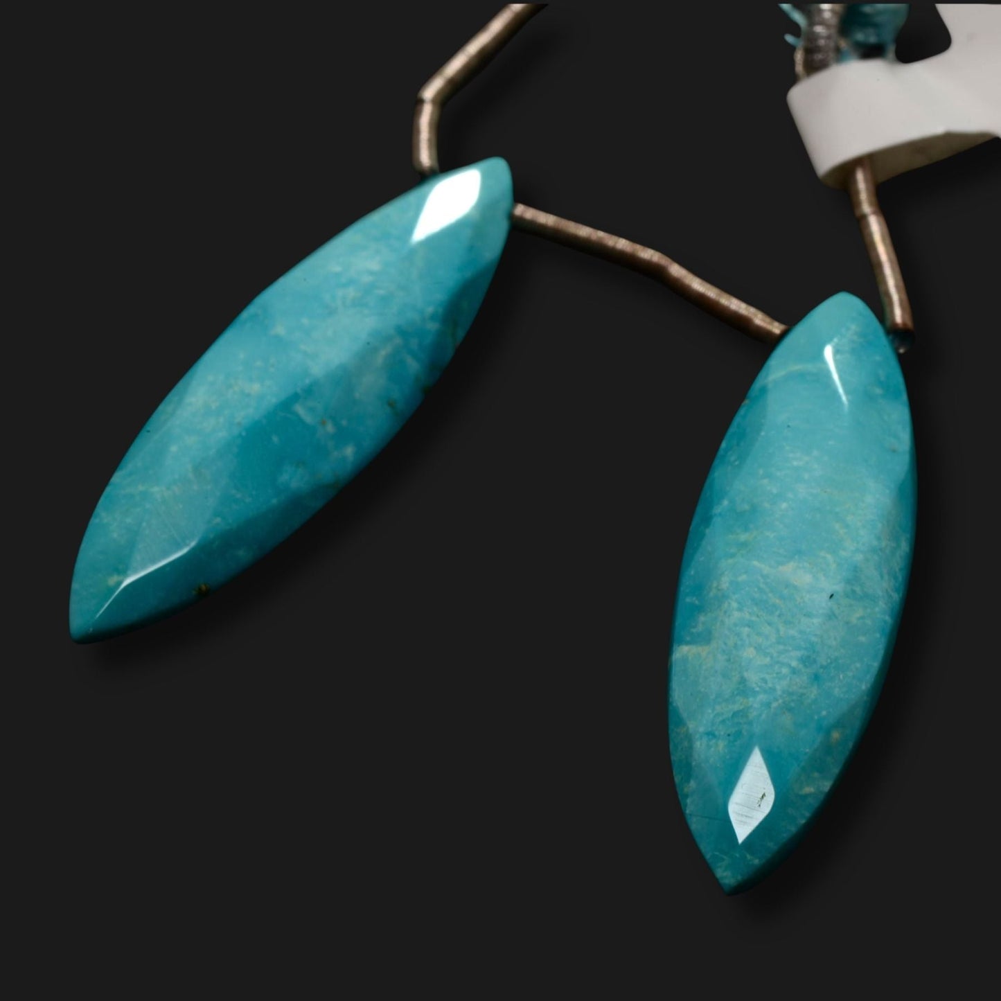 Natural Chrysocolla Faceted Marquise Pendants – Matched Pair
