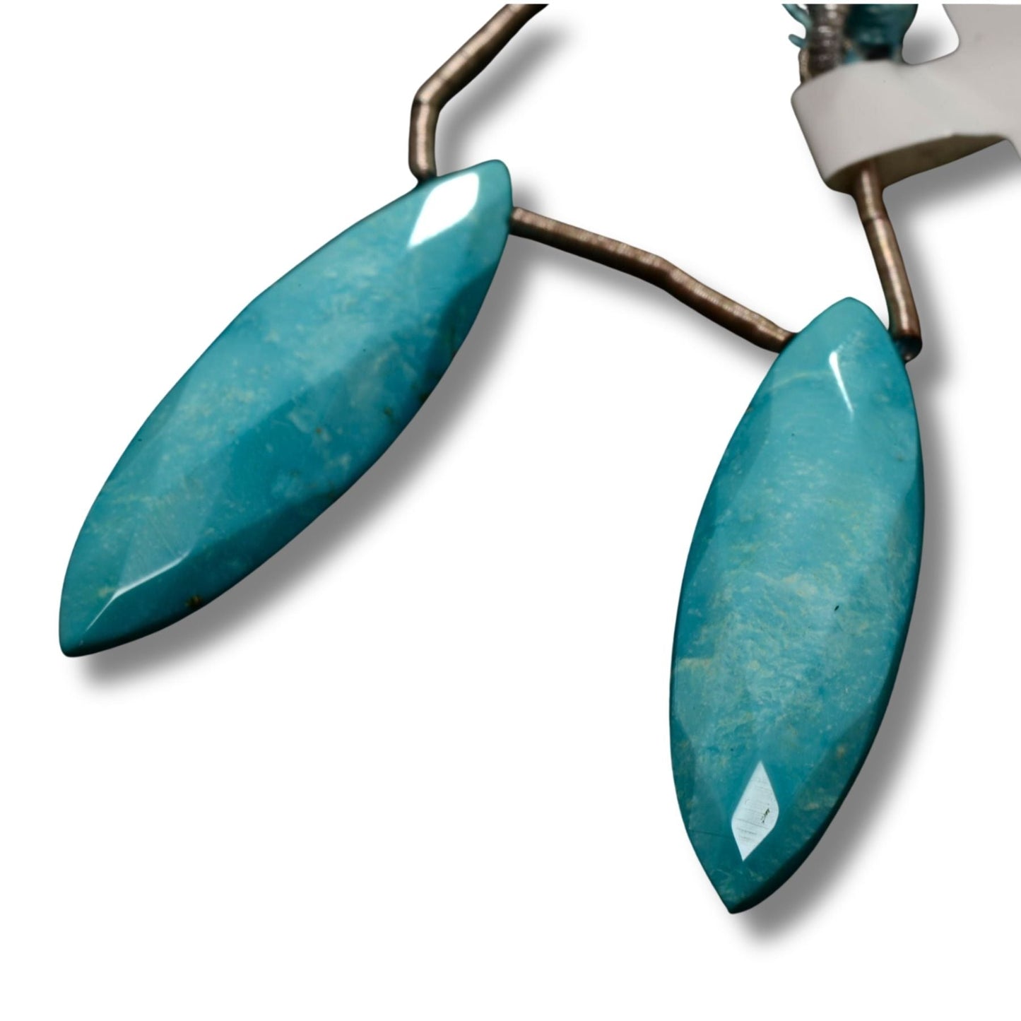 Natural Chrysocolla Faceted Marquise Pendants – Matched Pair