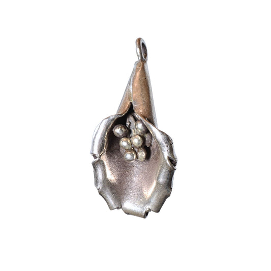 Vintage Sterling Silver Calla Lily Charm Pendant – 34mm Floral Design