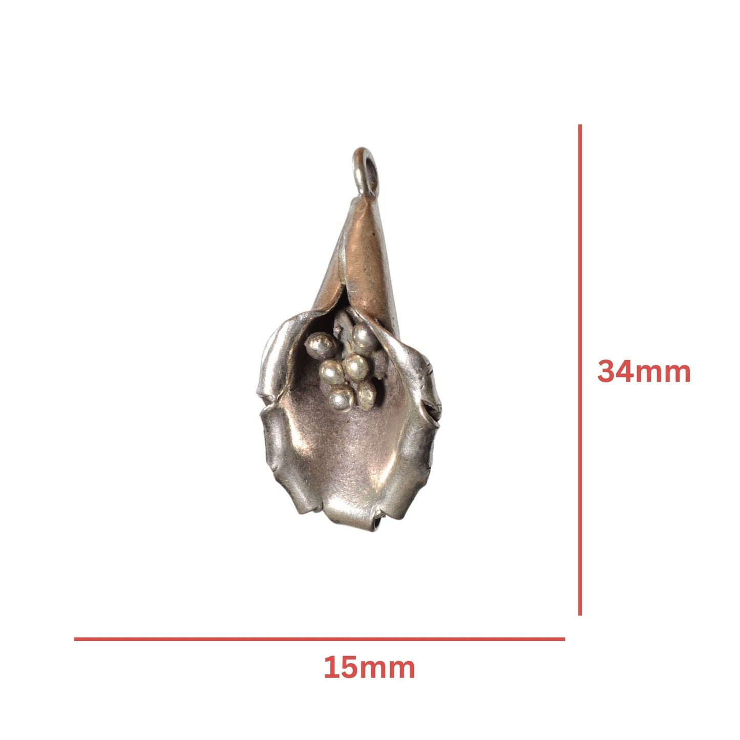 Vintage Sterling Silver Calla Lily Charm Pendant – 34mm Floral Design