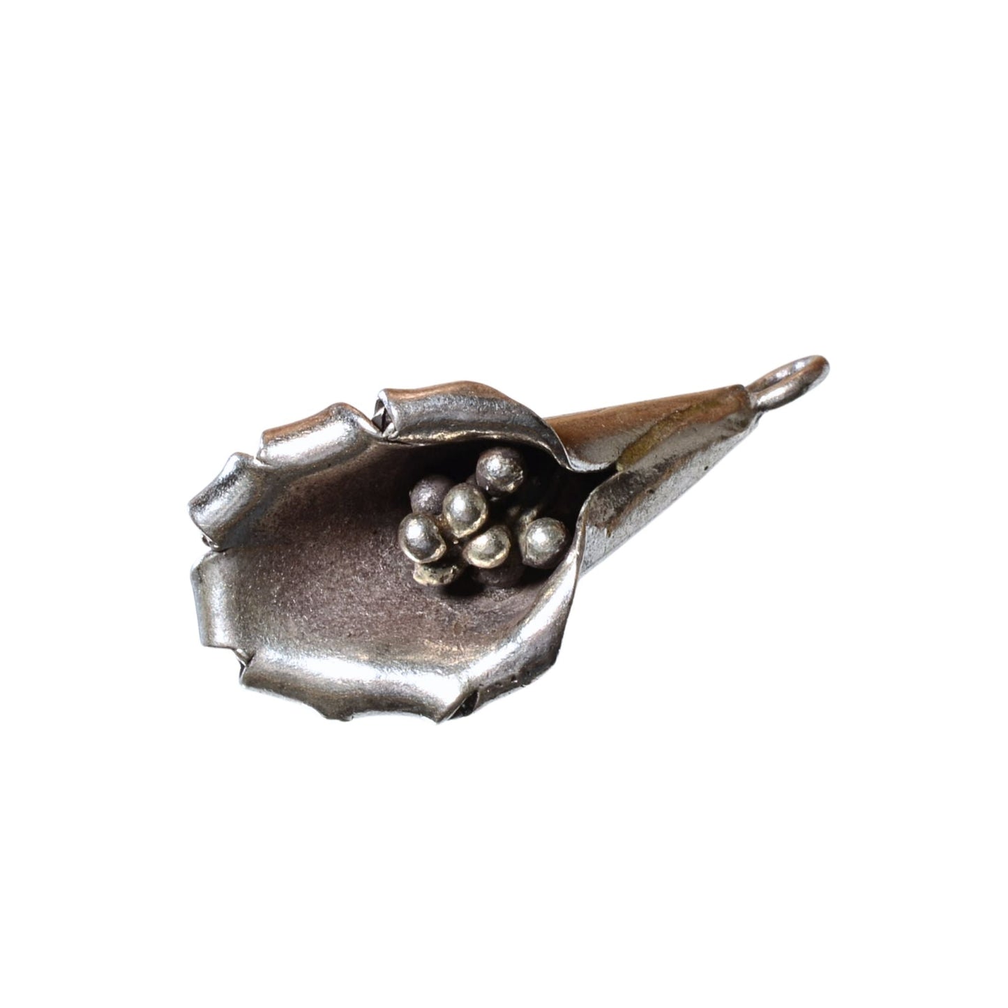 Vintage Sterling Silver Calla Lily Charm Pendant – 34mm Floral Design