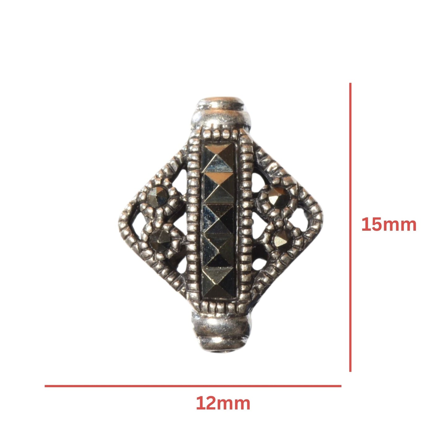 Sterling Silver Marcasite Diamond Bead – Point to Point