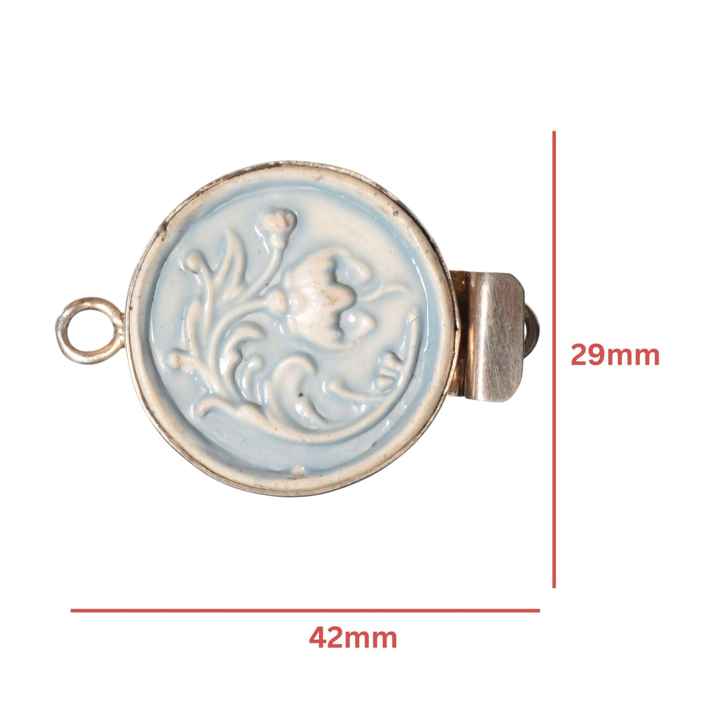 Sterling Silver Round Clasp with Ceramic Inlay – Floral Design