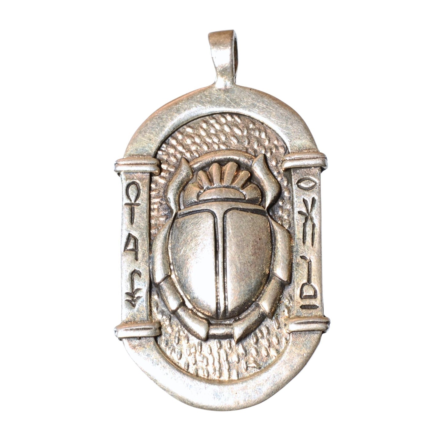 Sterling Silver Scarab Pendant – Vintage Egyptian Revival .925 Silver