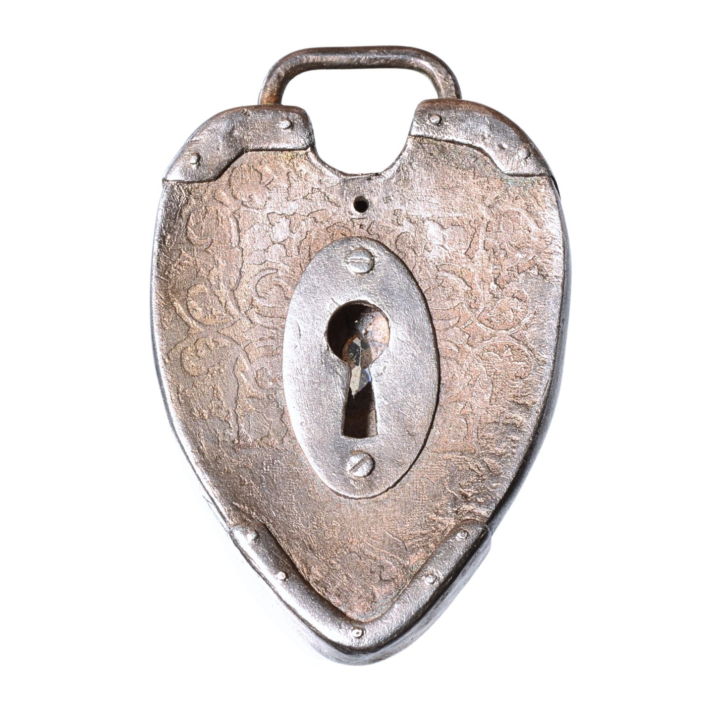 Sterling Silver Heart Padlock Pendant with Citrine – Vintage .925 Silver (42mm)