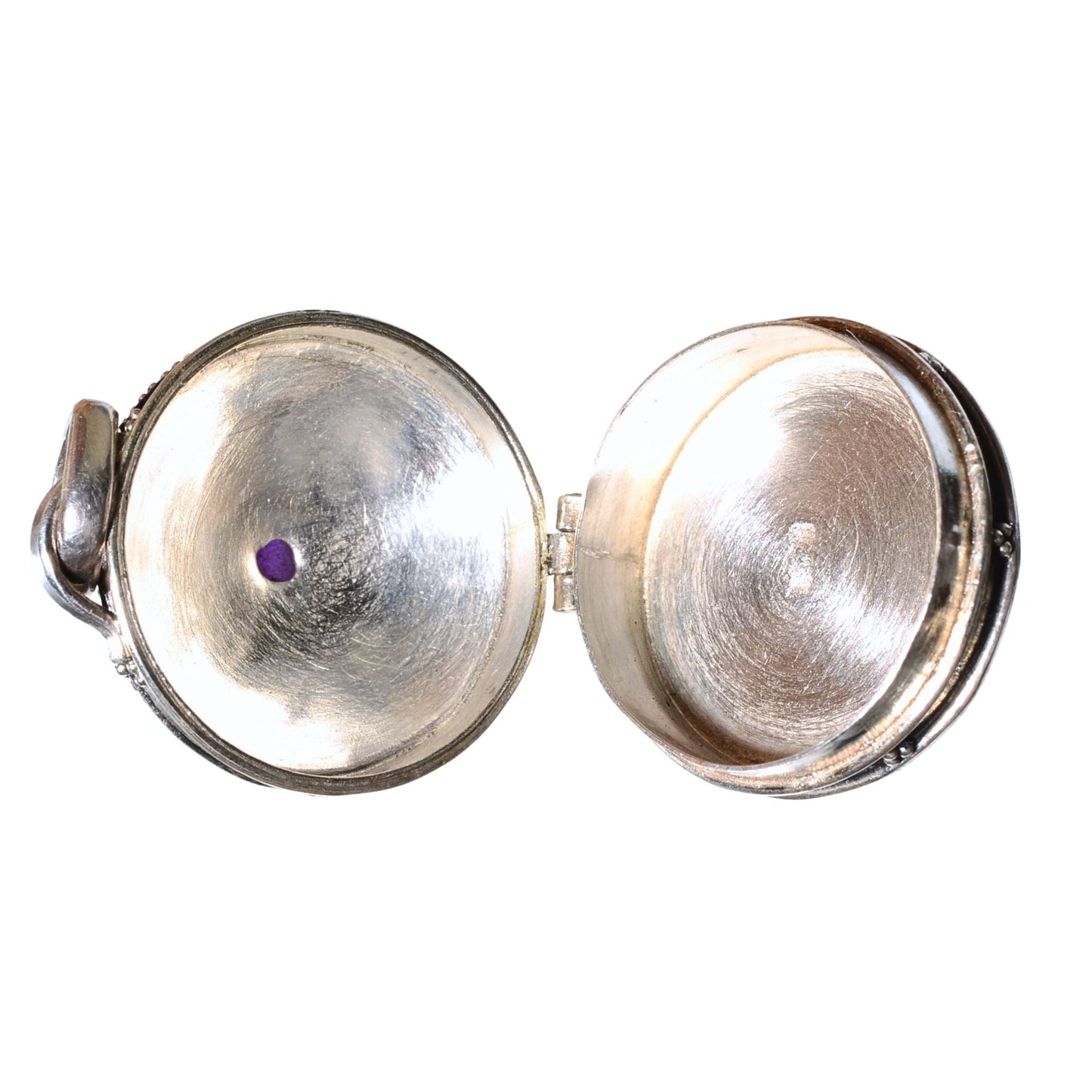 Sterling Silver Amethyst Locket Pendant – Vintage .925 Silver (32mm)