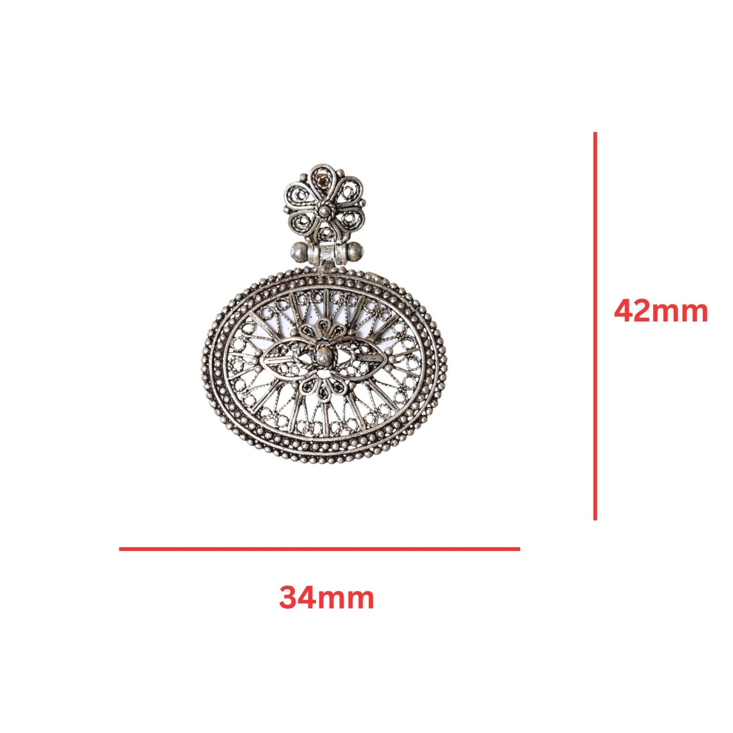 Sterling Silver Filigree Oval Pendant – Vintage .925 Silver