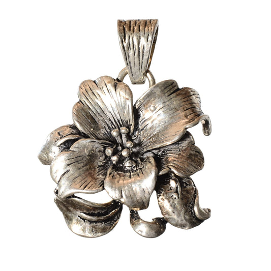 Sterling Silver Layered Floral Pendant – Vintage .925 Silver (27mm)