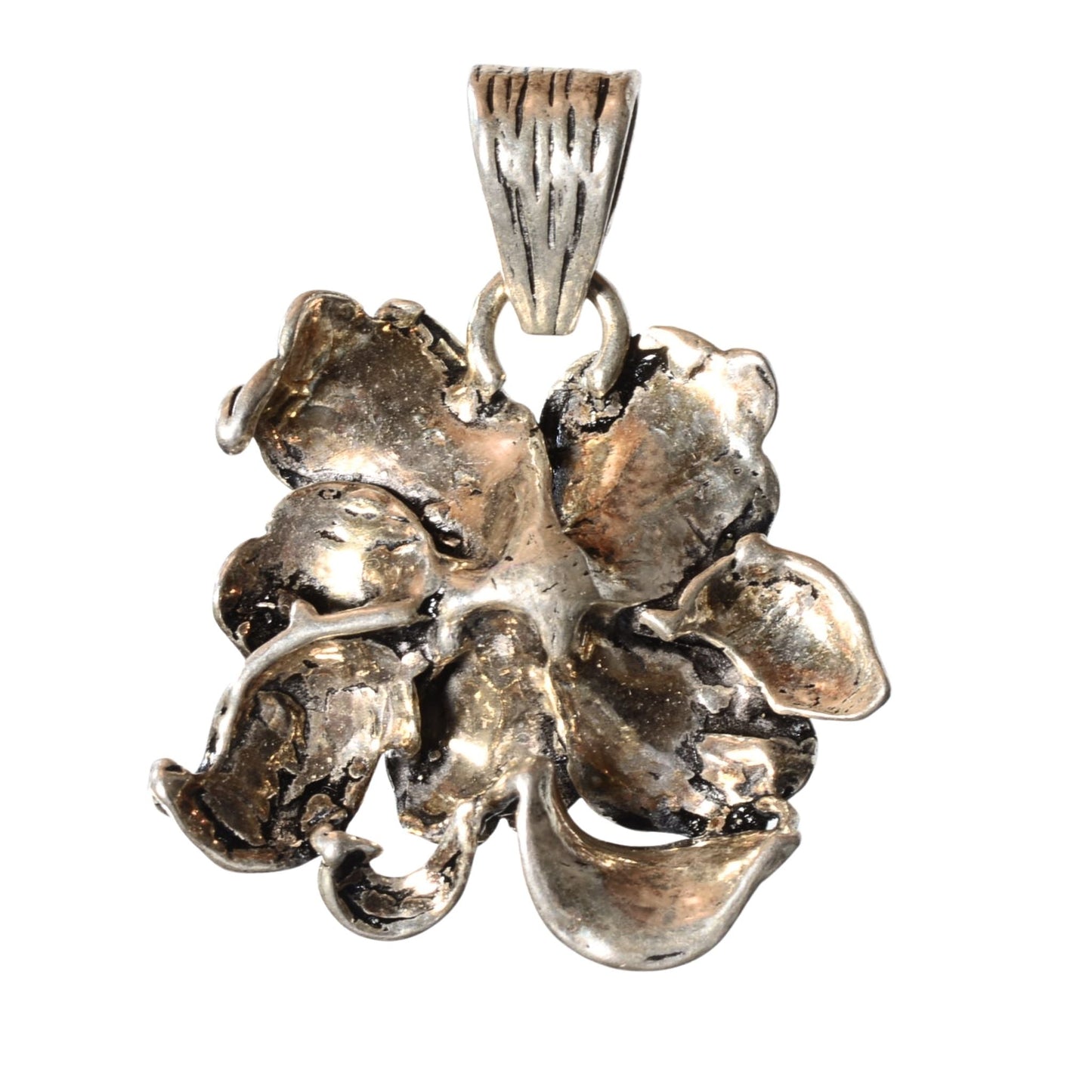 Sterling Silver Layered Floral Pendant – Vintage .925 Silver (27mm)