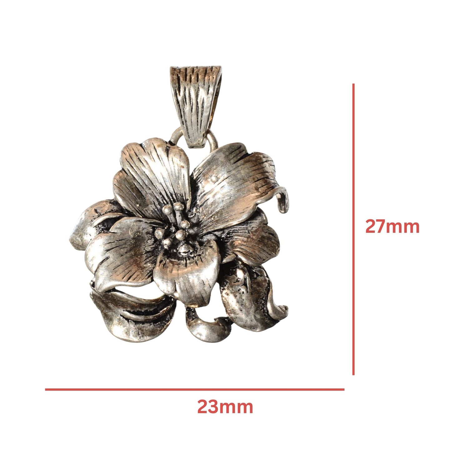 Sterling Silver Layered Floral Pendant – Vintage .925 Silver (27mm)
