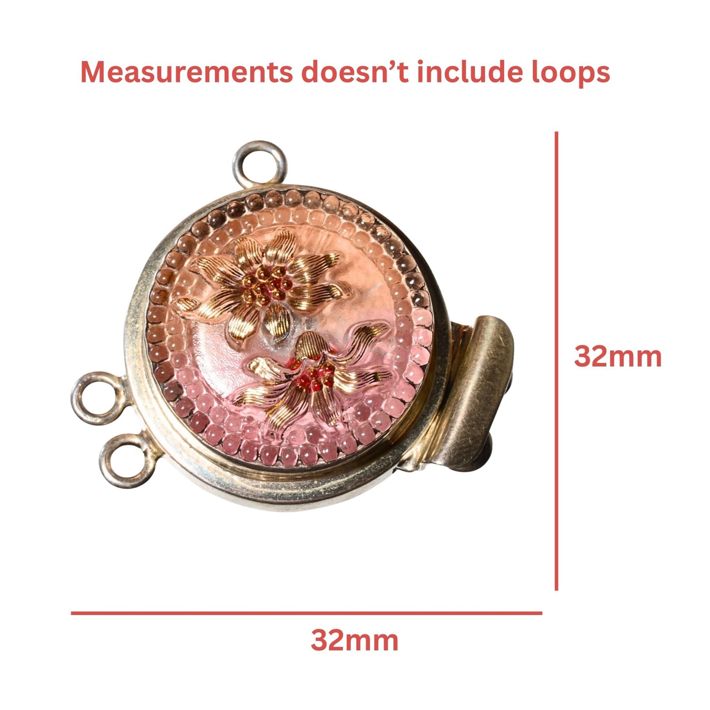 Sterling Silver Floral Glass Box Clasp – Ornate Multi-Strand Connector (.925)