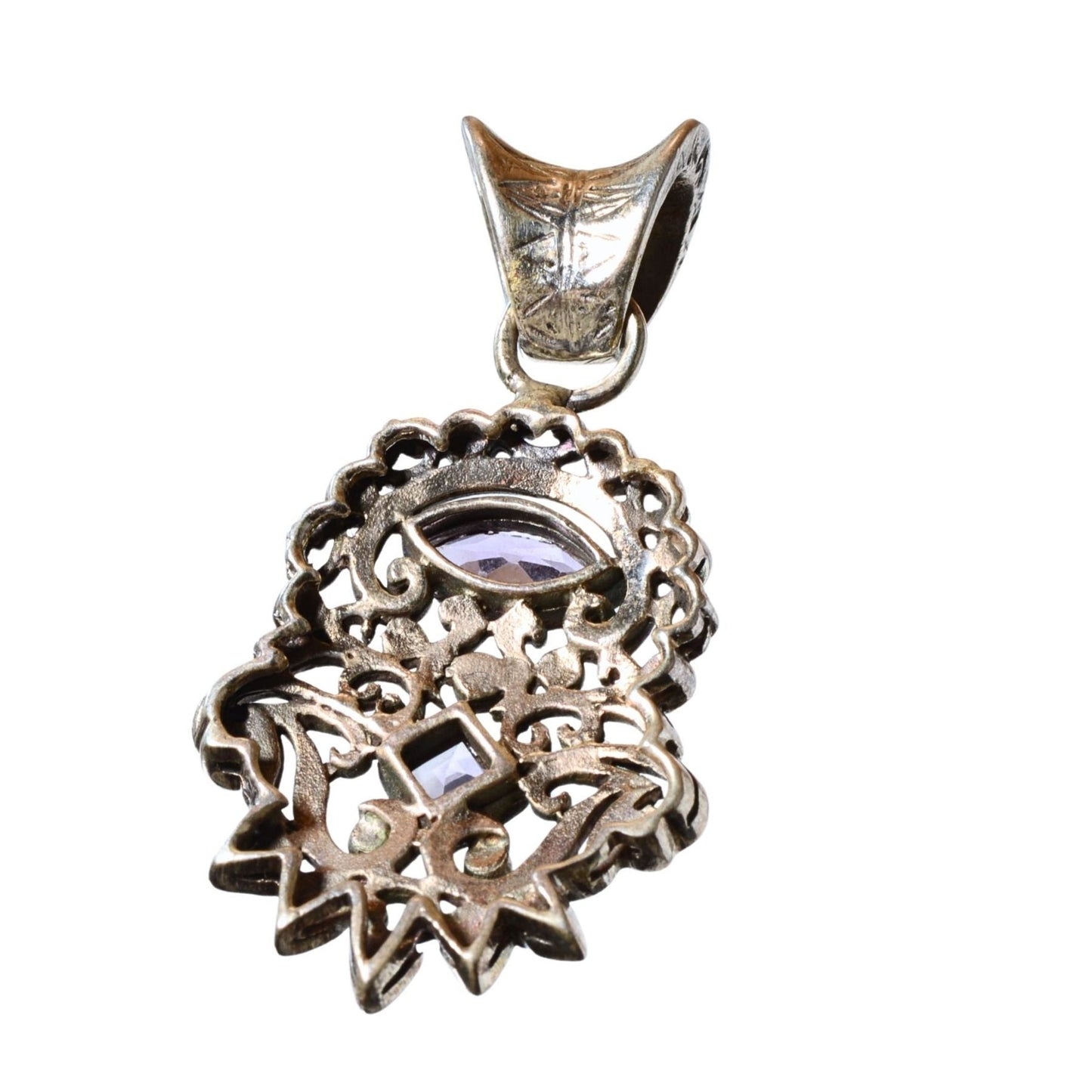 Sterling Silver Ornate Amethyst Pendant – Filigree Design (.925)