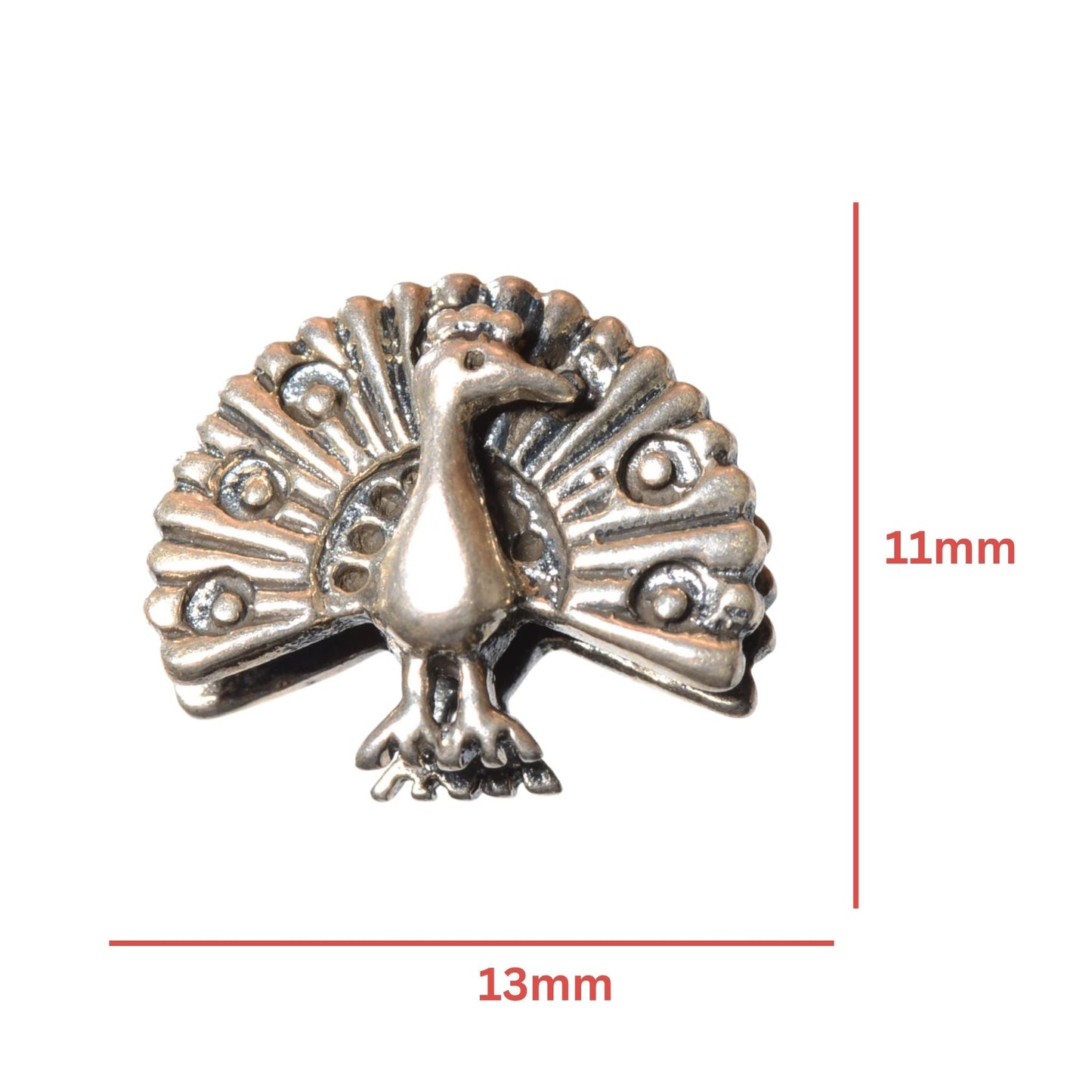 Sterling Silver Peacock Bead – Ornate Spacer (.925)