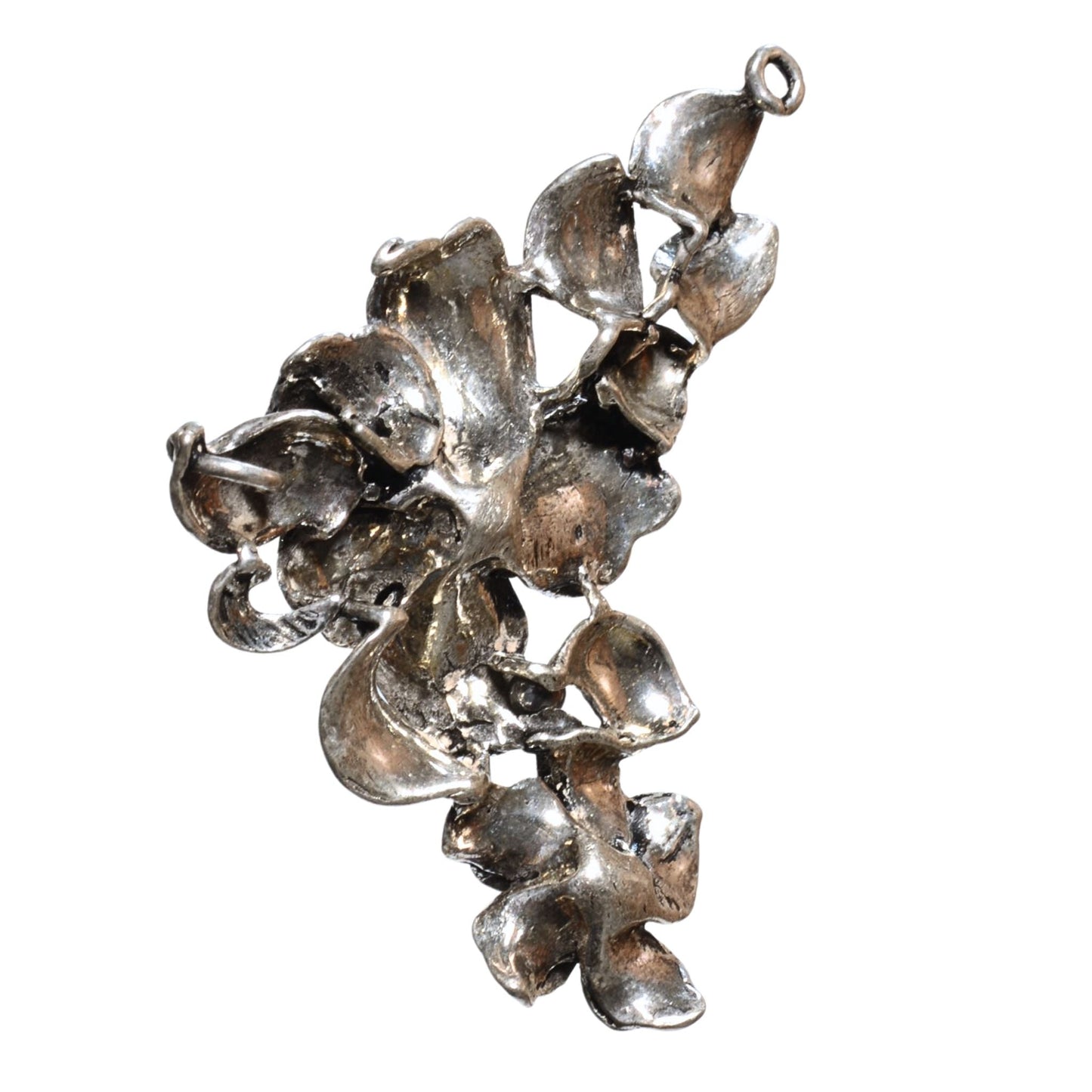 Sterling Silver Floral Cluster Pendant – Vintage .925 Silver (42mm)