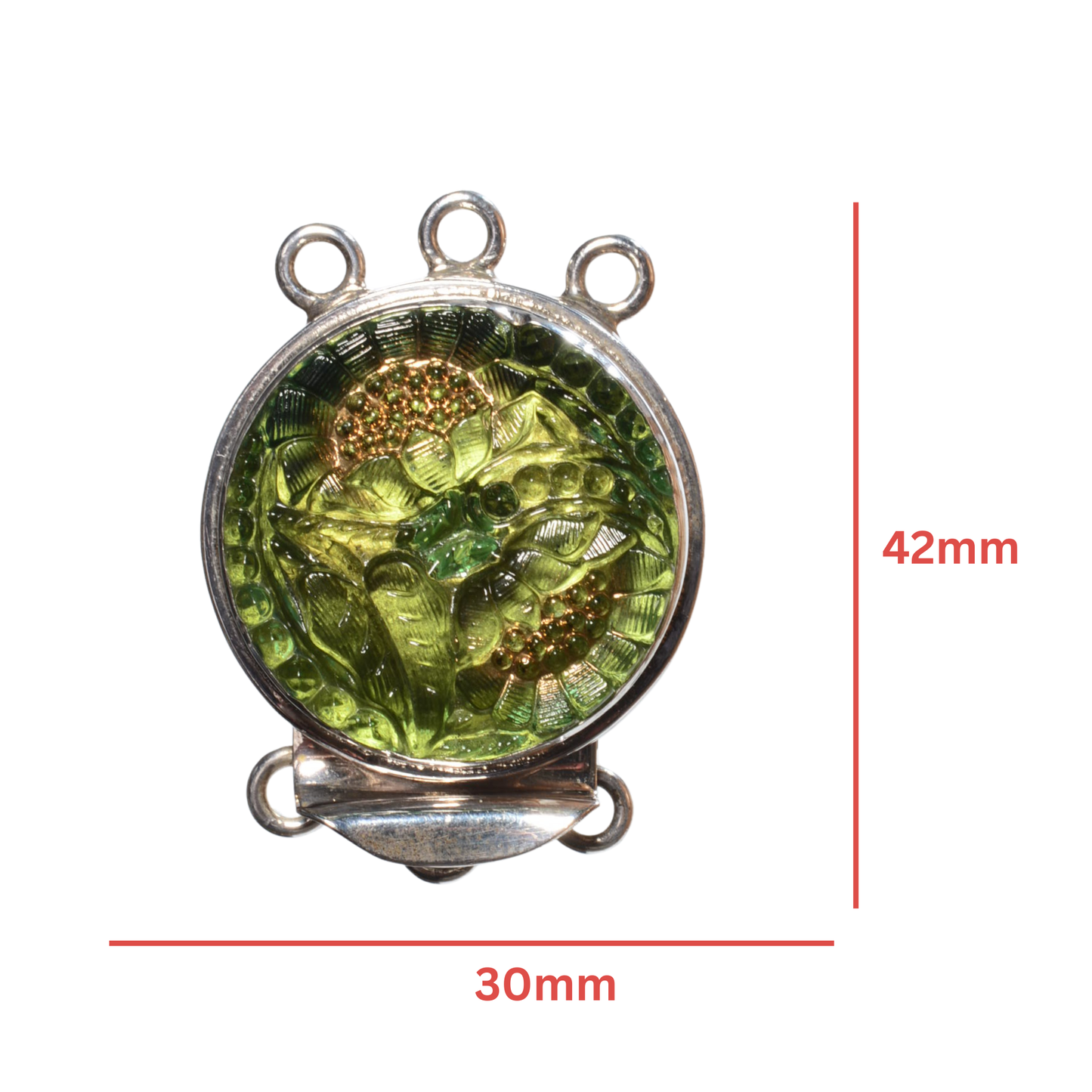 Sterling Silver Floral Glass Box Clasp – 42mm Statement Clasp