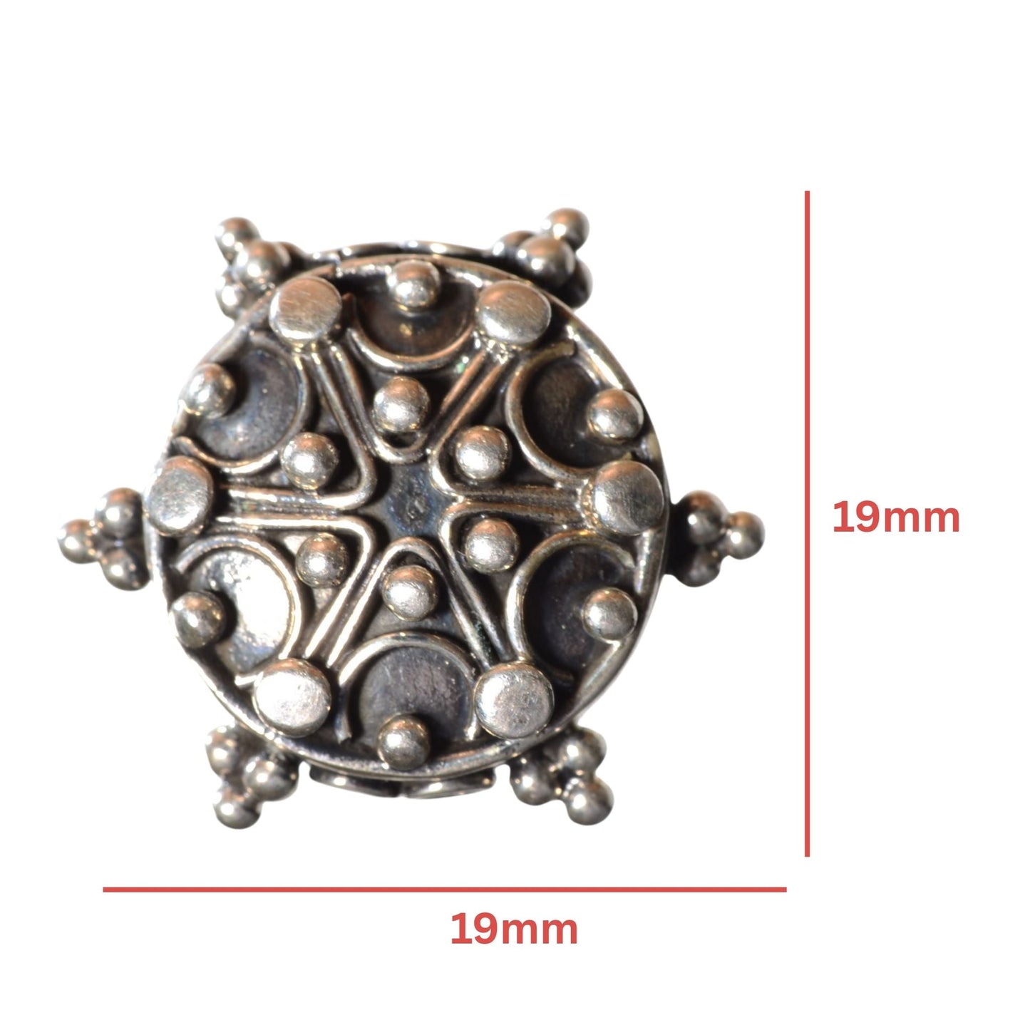 Sterling Silver Two-Hole Bead – Ornate Round Component (.925)
