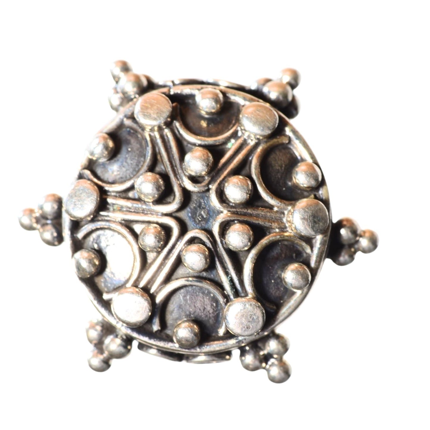 Sterling Silver Two-Hole Bead – Ornate Round Component (.925)