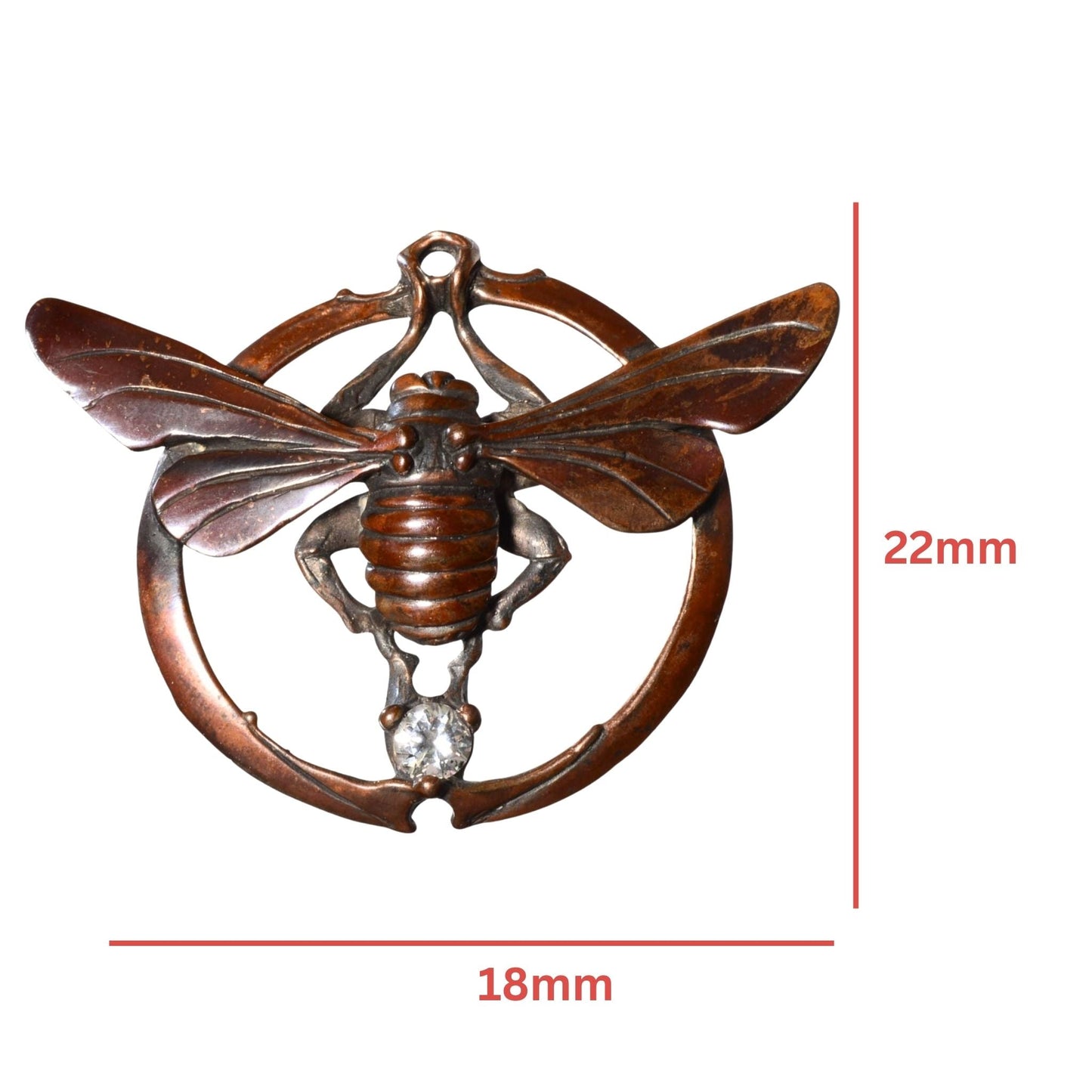 Bob Burkett Bronze Insect Pendant with Clear Crystal Accent