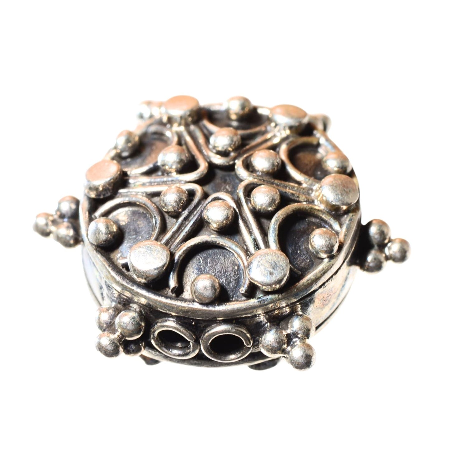 Sterling Silver Two-Hole Bead – Ornate Round Component (.925)