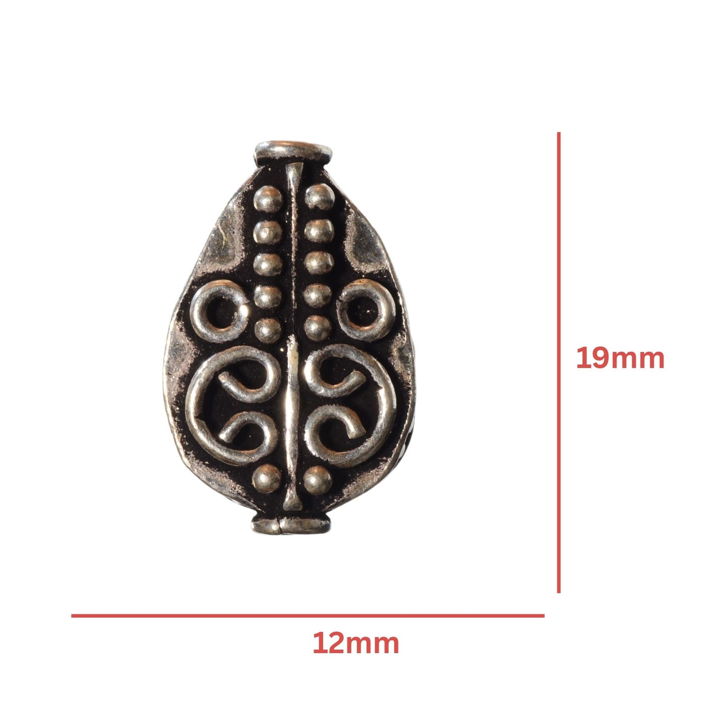 Sterling Silver Ornate Teardrop Bead – 19mm