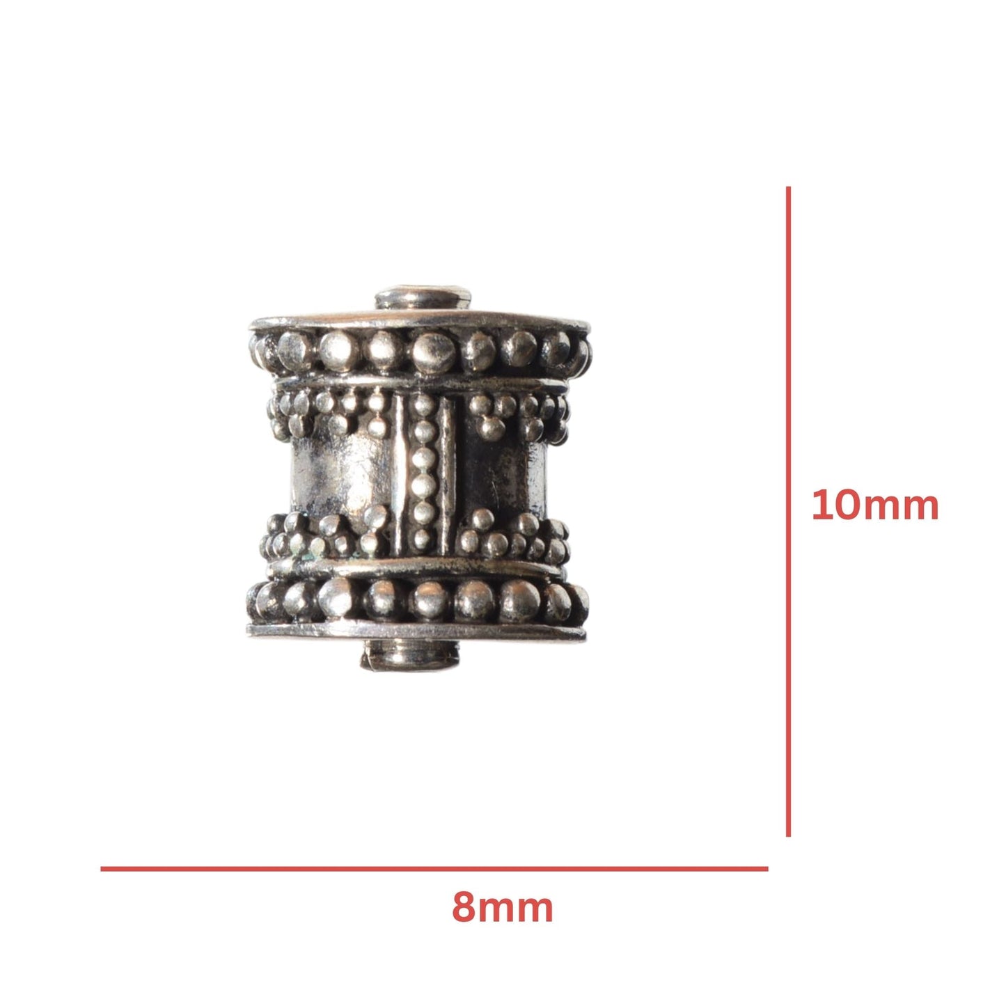 Sterling Silver Ornate Barrel Spacer Bead – 10mm