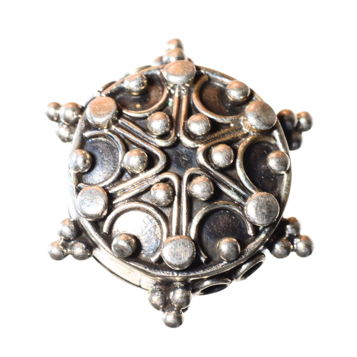 Sterling Silver Two-Hole Bead – Ornate Round Component (.925)