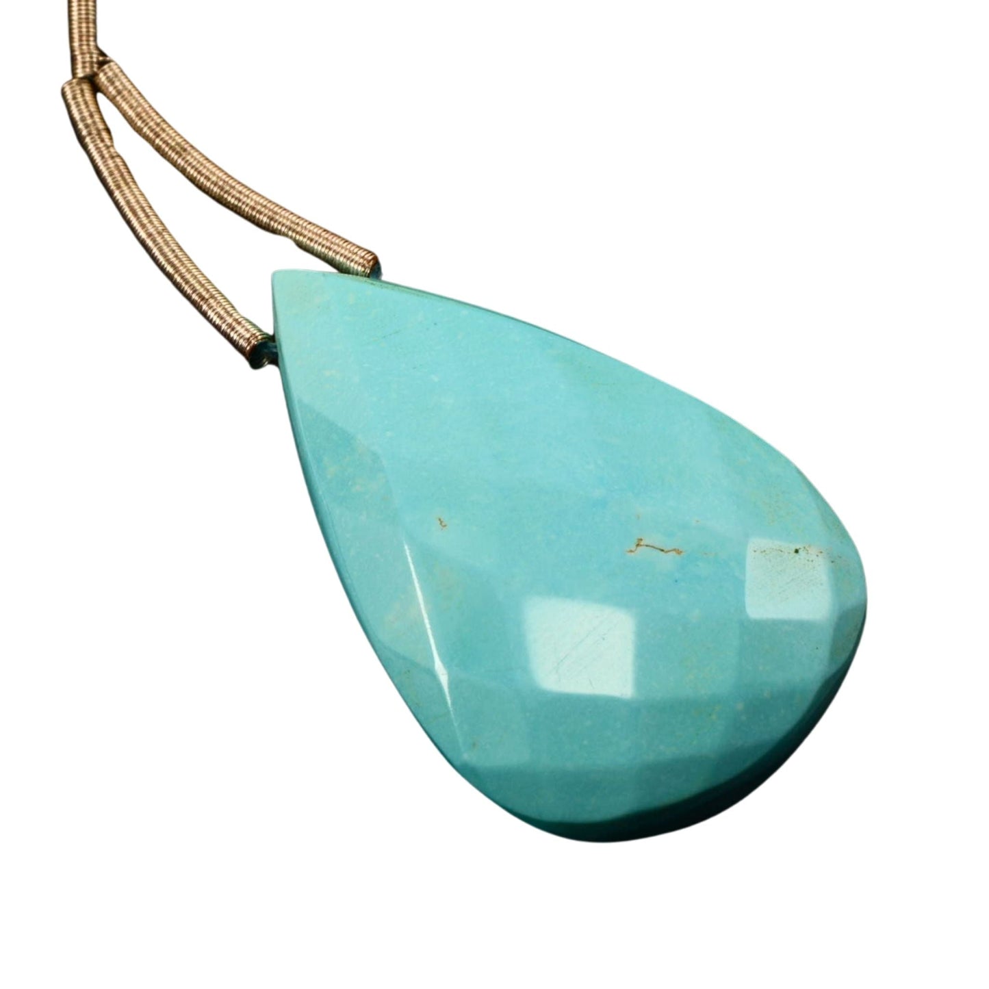 Natural Turquoise Teardrop Pendant Bead – Large Faceted Stone