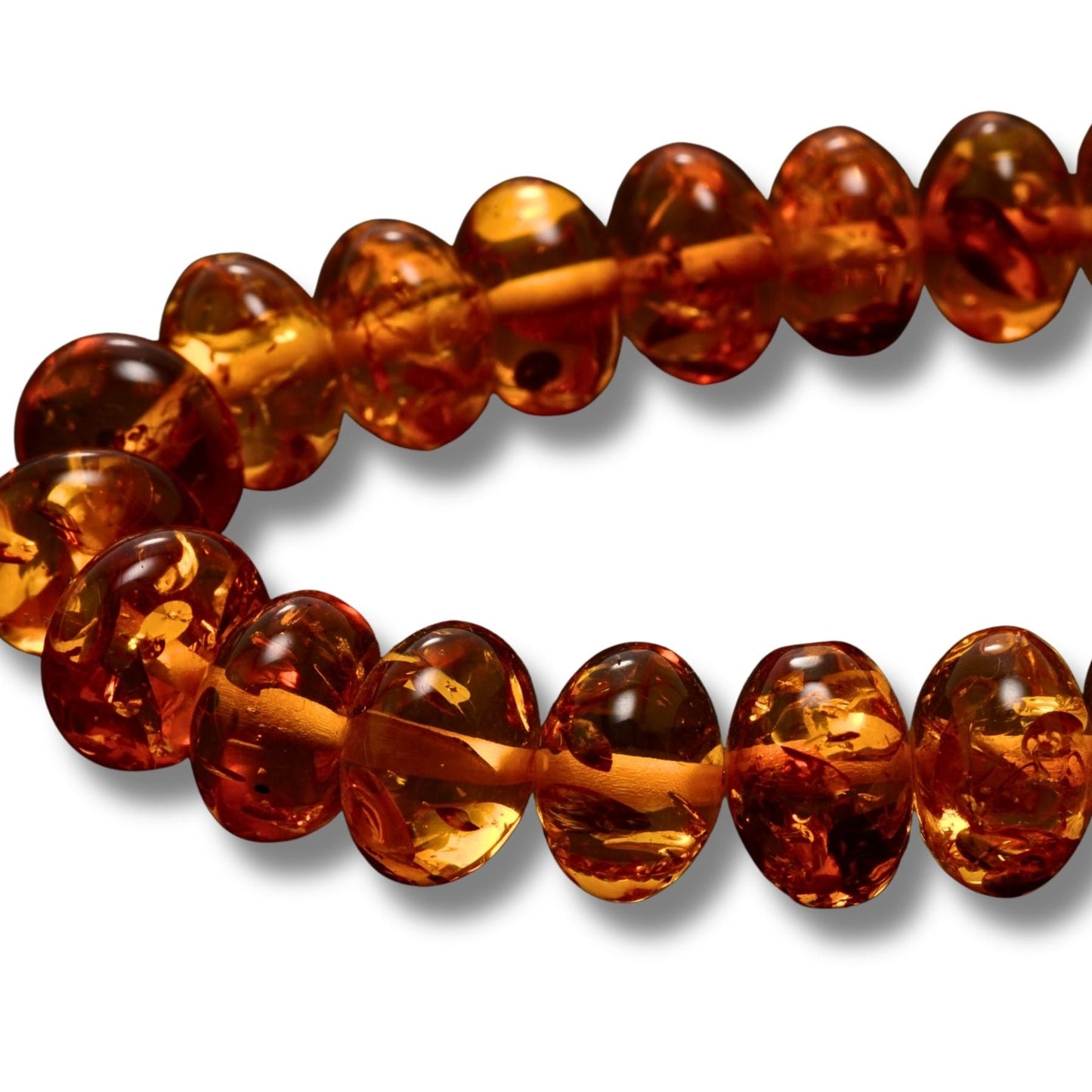 Pressed Amber Rondelle Beads – Approx. 10mm – Full Strand