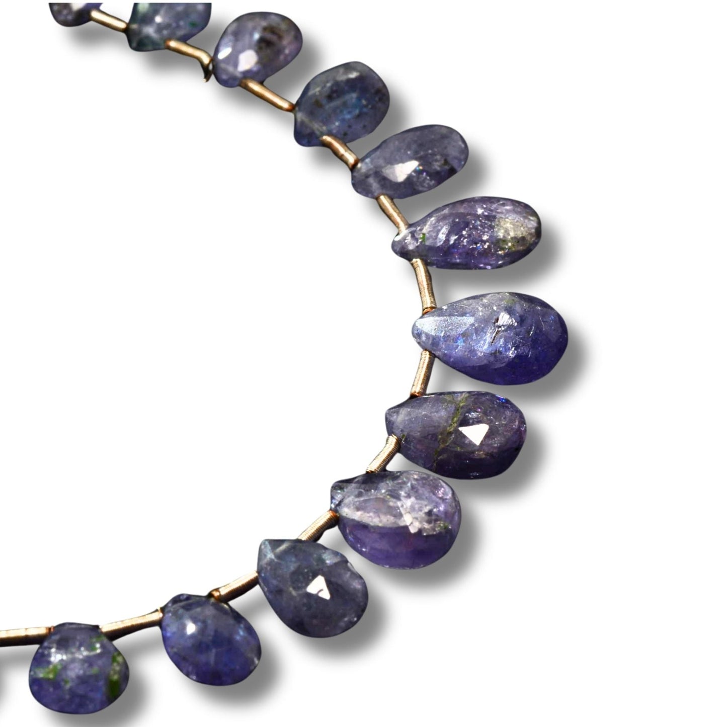 Natural Tanzanite Faceted Drop Beads – One-of-a-Kind Designer Strand