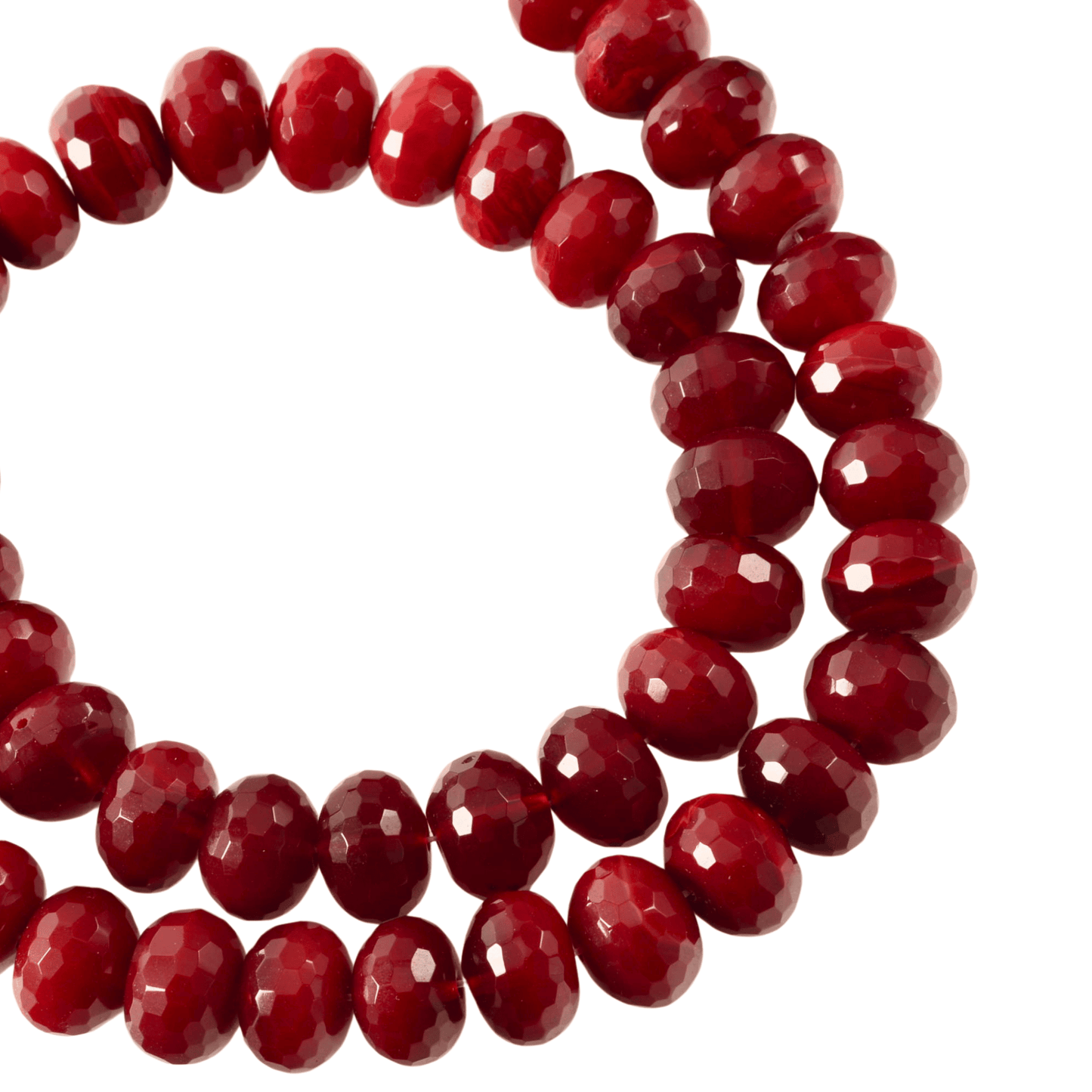 Faceted Garnet Rondel Beads – 12mm Red Garnet Strand (47 Beads)