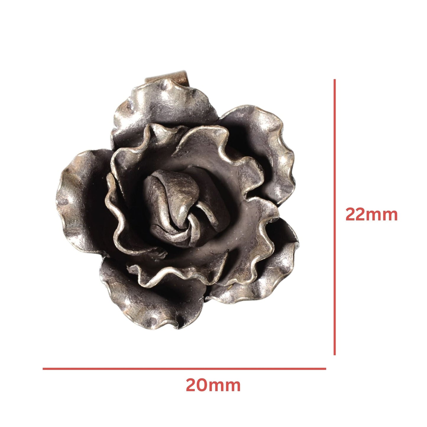 Sterling Silver Sculpted Rose Pendant – Vintage .925 Silver (22mm)