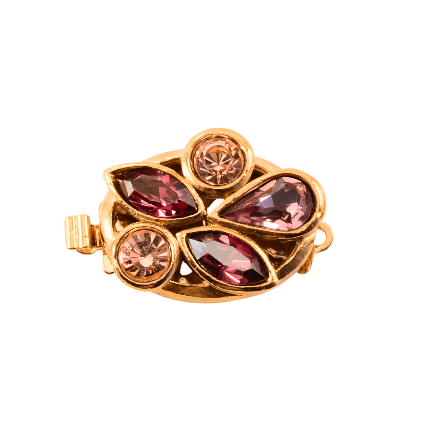 Gold Plated Crystal Box Push Clasp – 23mm x 15mm, Two-Loop Connector