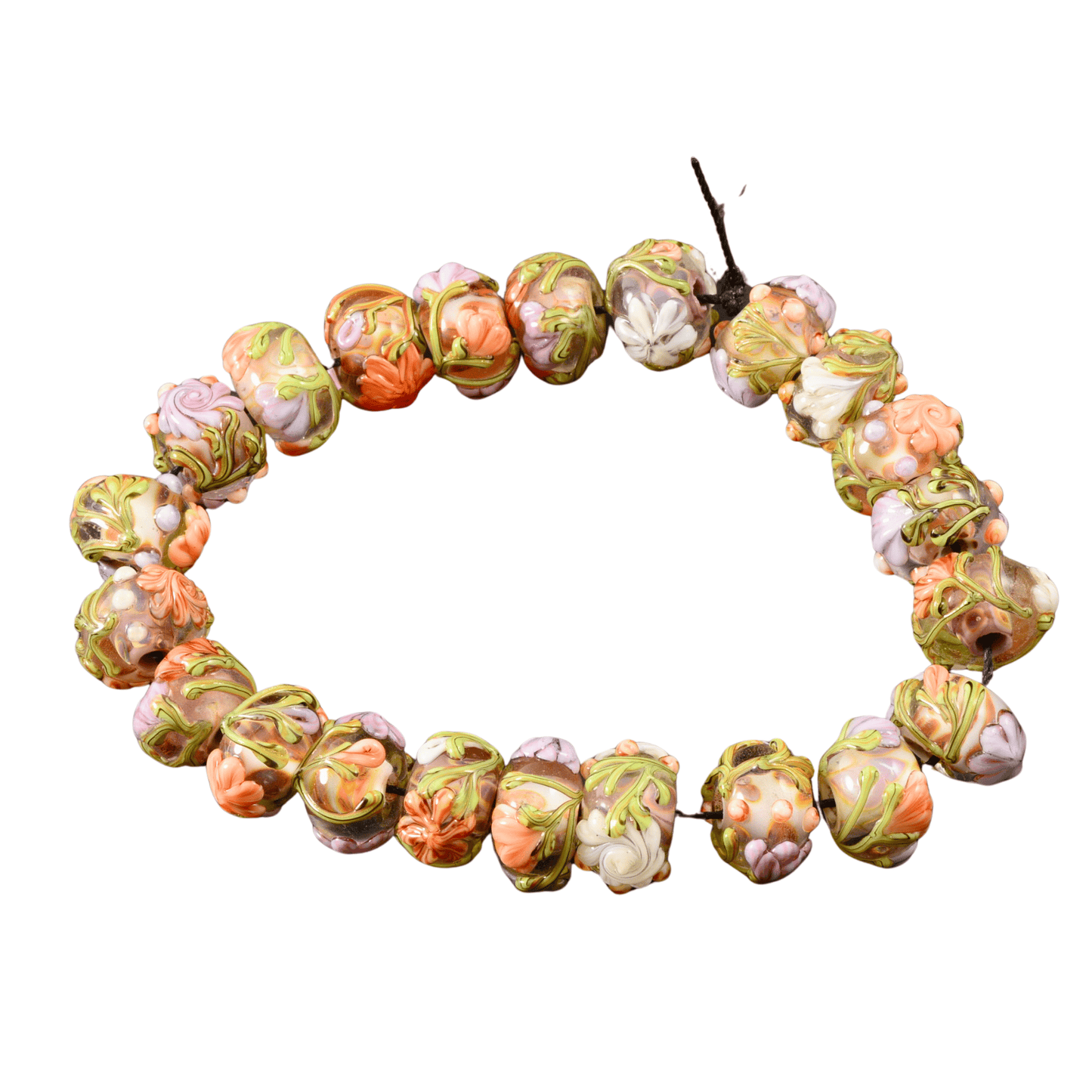Handmade Lampwork Antique Garden Rondelle Beads – 9×14mm (Set of 22)